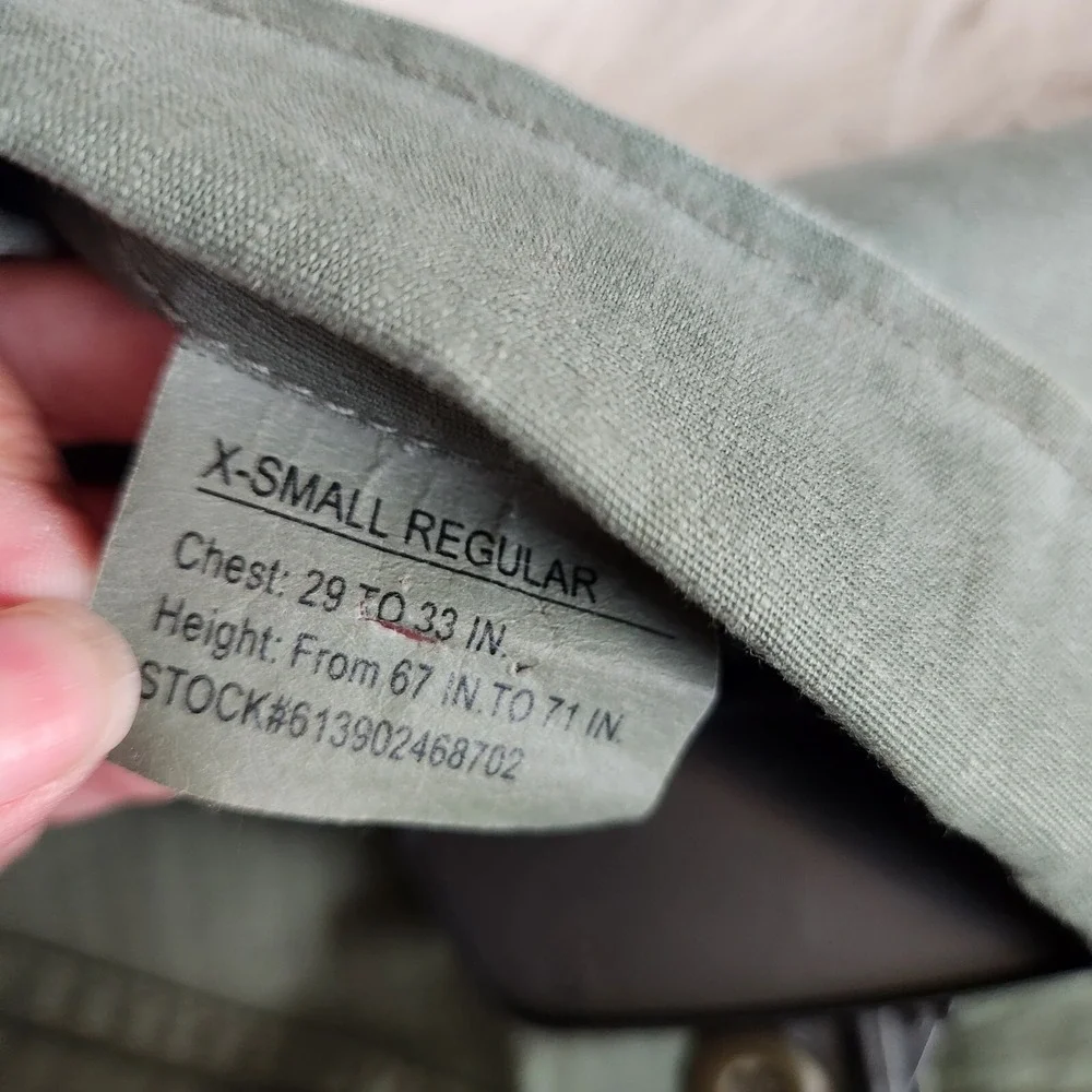 Rothco BDU Military Ripstop Jungle Jacket Green XS Slant Pockets Vietnam Green
